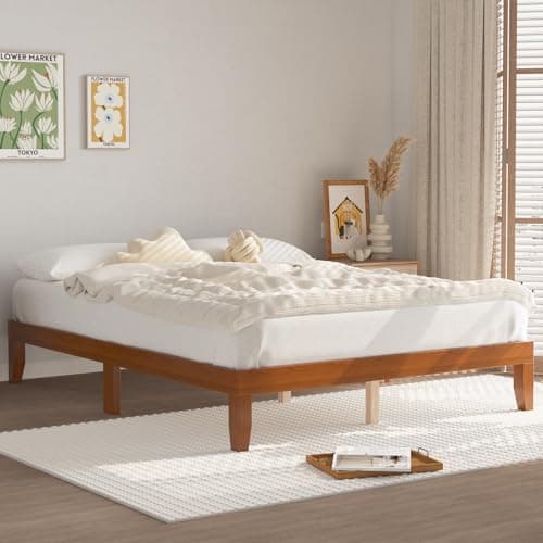 Twolike Queen Bed Frames,Wood Bed Frames,Wood Platforms Bed with Wooden Slats Support,Mattress Foundation,No Box Spring Needed,Easy Assembly,Queen,Pine