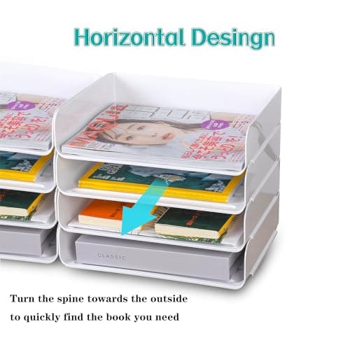 4 Tiers Stackable A4 Paper Trays, Office Desk File Holder, Tidy File Document Letter Book Paper Organizer (4 Tiers,White) 6