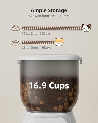 LAMPICK Smart Automatic Cat Feeder - WiFi Cat Food Dispenser with APP Control Up to 15 Portions((8g/Portion) 10 Meals Per Day, Dual Power Supply Pet Feeders for Cats/Dogs (4L/16.9 Cups) 8