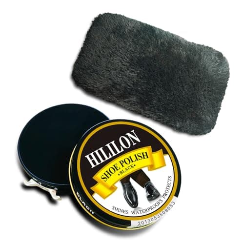 HILILON Black Shoe Polish Paste for Leather Shoes & Boots, Premium High-Gloss Shine, UV Protection, Includes Wool Cloth, 1.75oz (50ml)