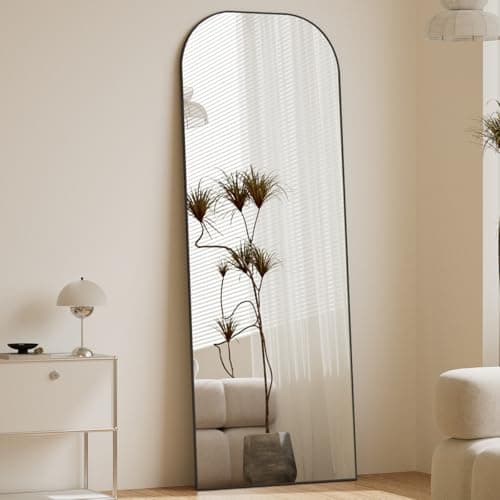 Koonmi Full Length Mirror, 56"x21" Mirror Full Length with Stand, Black Top Square-Edged Floor Mirror with Aluminum Alloy Frame for Bedroom Living Room 6