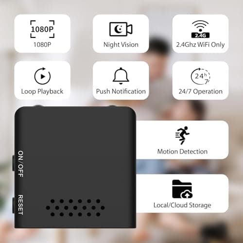 Mini Indoor WiFi Camera Home Security Room Body Cameras Nanny Cam Small Smart Home Outdoor Cams Pet Dog Baby Camera HD House Portable Camaras Motion Detection Night Vision Cam No Need WiFi Door Camara 5