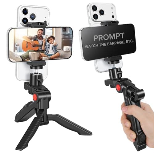 Heliora Teleprompter Kit for iPhone & Android (with Tripod), Double Phone Holder for Video Recording, Easy Storage and Transport for Vlogging, YouTube, Live Streaming, TikTok