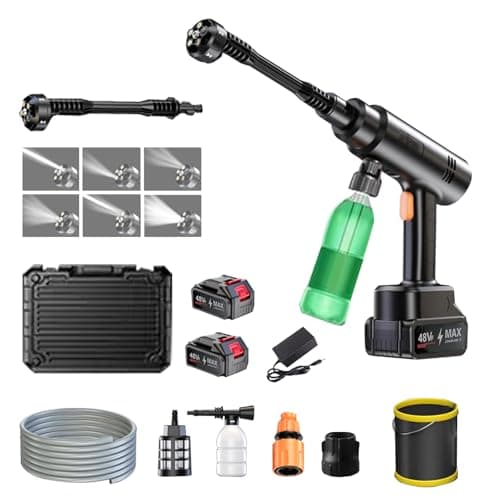 Power Stream Pressure Washer Cordless,Hand held Batter Powered,Portable Cordless, 2 Pack Batteries,Portable Car Pressure Washer with 6-in-1 Nozzle for Car,Patio,Fence