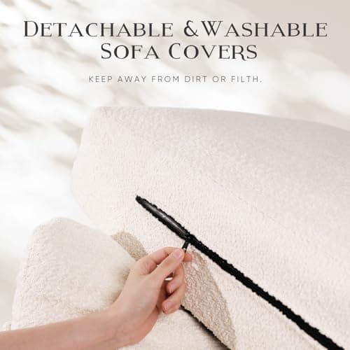 Zelimon 89" Sofa Couch with Extra Deep 3 Seats Memory Foam Modern Sofa Couches for Living Room Washable Removable Chenille Cover Cozy Lounge Sofa, Bleach 8