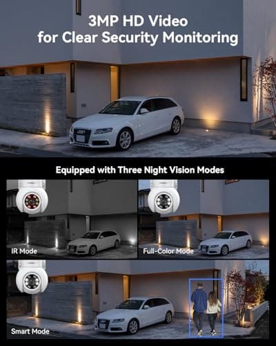 VORGUT Wireless Security Camera System with 10" LCD Monitor, 2PCS 3MP PTZ Outdoor Camera for Home Surveillance, 10CH NVR with 500G HDD,Auto Tracking,Human Detection,Color Night Vision,No Monthly Fee 5