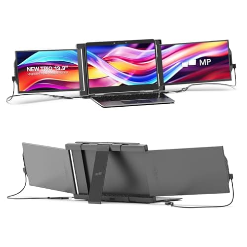 New Mobile Pixels Trio Portable Monitor, 13.3" Triple Monitors for 13''-14.5'' Laptops (Built-in Kickstand), USB A/Type-C FHD IPS Laptop Screen Monitor(Optional Magnets), Windows/Android/macOS/Switch