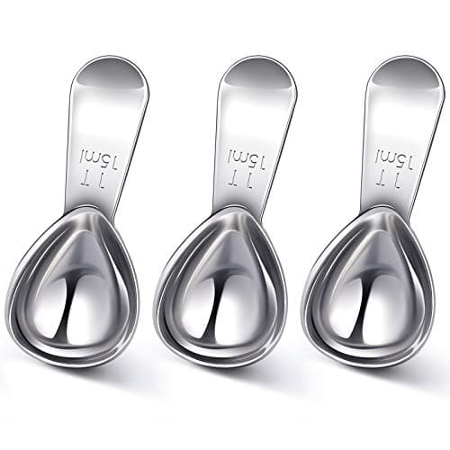 Patelai 3 Pieces Coffee Scoop Tablespoon Measuring Spoons Stainless Steel Coffee Scoops Short Handle Tablespoon for Tea Sugar Kitchen Gifts(15 ml,Silver)