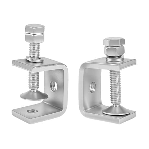 1-3/16 Inch C Clamp, 2 Pcs 304 Stainless Steel C Clamps, Heavy Duty Metal U Clamps, Small Desk G-Clamp Set for Mounting & Fastening, Home DIY, Crafting, Light Duty Repairs(30mm)