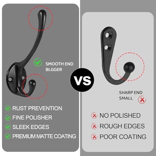 Wall Hooks for Hanging, 20-Pcs Heavy Duty Metal Coat Hooks, for Living Room, Bathroom, Kitchen, Bedroom for Coats, Towel, Hat, Key, Closet, Bag (Black) 5