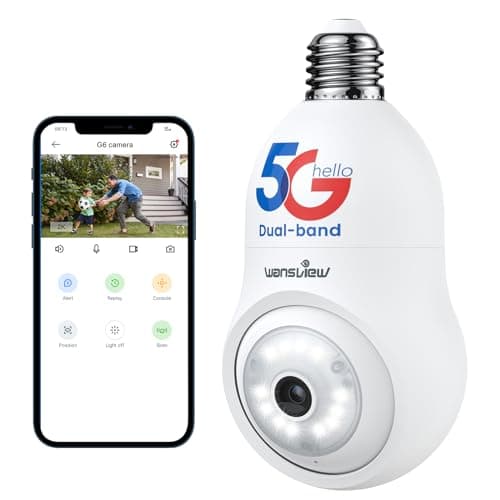 wansview 2K Light Bulb Security Camera-5G&2.4G WiFi 360° Security Cameras Wireless Outdoor/Indoor for Home Security, Color Night Vision, 24/7 Recording, Auto Tracking, Siren Alarm, Works with Alexa