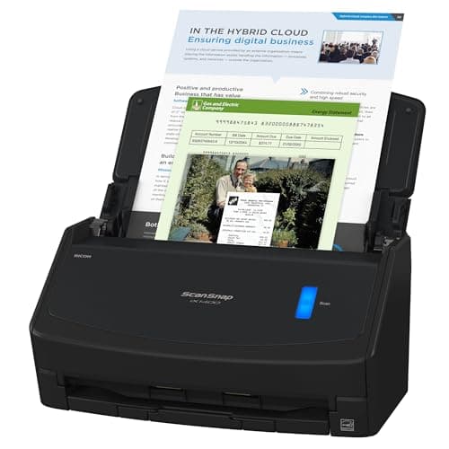 ScanSnap iX1400 High-Speed Simple One-Touch Button Color Document, Photo & Receipt Scanner with Auto Document Feeder for Mac or PC, Black