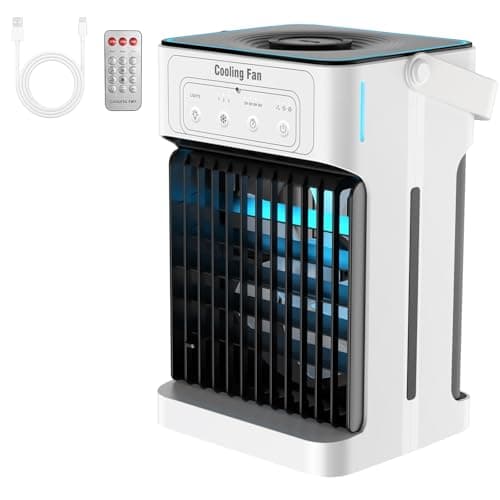 Portable Air Conditioners for Bedroom, Dual Motor Evaporative Air Cooler with 3 Speeds & 3 Mist, 7 Color Night Light Cooling Fan with 2-8H Timer, 1100ML Personal AC Unit for Office Room