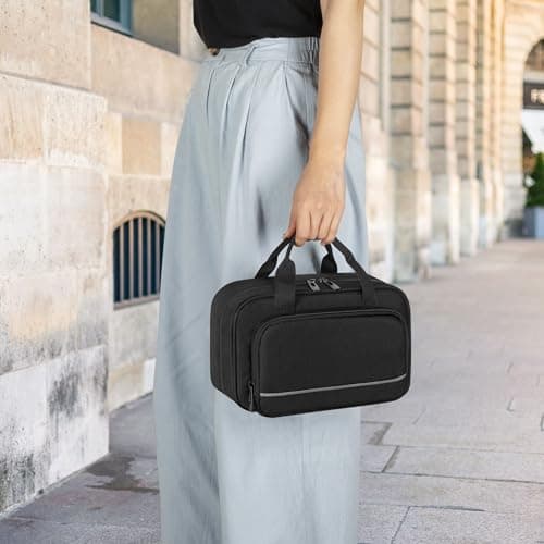 CURMIO Carrying Case Compatible with Brother P-Touch PT-D220/PT-D210 Label Maker, Portable Storage Holder Organizer Bag for Label Printer Machine, Label Tape, AC Adapter, Battery, USB Cable, Bag Only 6