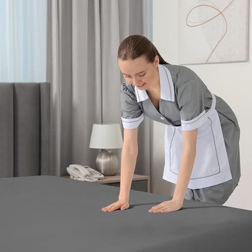 Royale Linens Extra Deep Pocket Full Fitted Sheet Only - Full Size Deep Pocket Grey Fitted Sheet - Fits 18 inch to 24 inch Thick Mattress - Soft & Breathable Elastic Sheets (54x75 Inches, Grey) 8