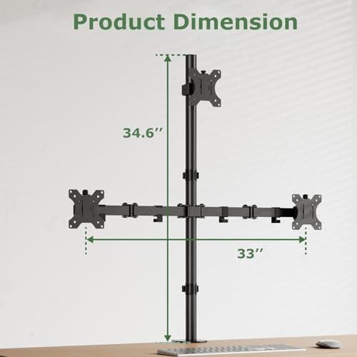 UPGRAVITY 3 Monitor Desk Mount for 17 to 32 inch Screens, Fully Adjustable Triple Monitor Stand with Tilt,Swivel,Rotate, Each Arm Holds up 17.6 lbs,VESA Mount 75x75/100x100mm, Clamp & Grommet Kit 6