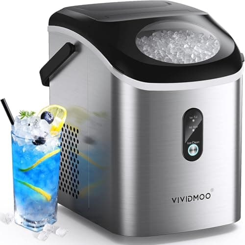 Ice Makers Countertop Nugget Ice Cubes, Portable Ice Maker, Self Cleaning Pebble Ice Machine, 33lbs/24h, Lower Noise, Small Sonic Ice Maker for Home, Kitchen, Office,Like-New