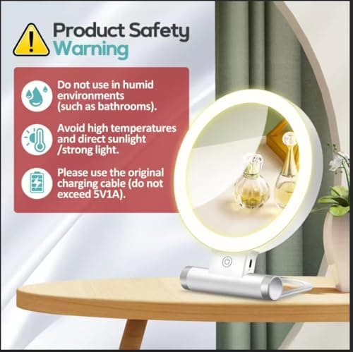 B Beauty Planet Magnifying Mirror with Light 30X, Double-Sided 1X/ 30X Magnifying Makeup Mirror with Tweezer, 2000mAh 3 Colour Modes with Adjustable Brightness,Foldable Travel Mirror(9" L x 7" W) 8