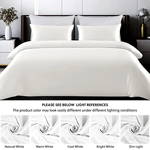 Vividomm 22 Momme 6A Grade Mulberry Silk Pillow Case Both Sides 100% Natural Pure Silk PillowCover/Sham for Hair and Skin Envelope/Tucking Closure Standar Queen King (White, Standard-1 Pack) 7