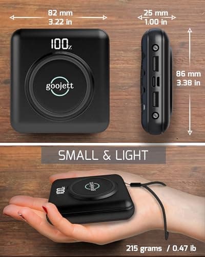goojett 5-in-1 Wireless Portable Charger: 4 Built-in Cables, USB-C 10000mAh Digital Display + Flashlight, Power Bank - External Battery Pack Compatible with iPhone, Samsung, iPad. Batería Portátil. 5