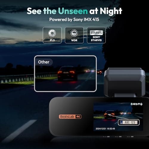 BOTSLAB 4K+2K Dual Dash Cam Front and Rear, Dashcam with Voice Control, STARVIS, ADAS Driver Alerts, Starry Night Vision, 24/7 Parking Monitor, 5.8GHz WiFi & GPS, Free 64GB Card, Loop Recording 6