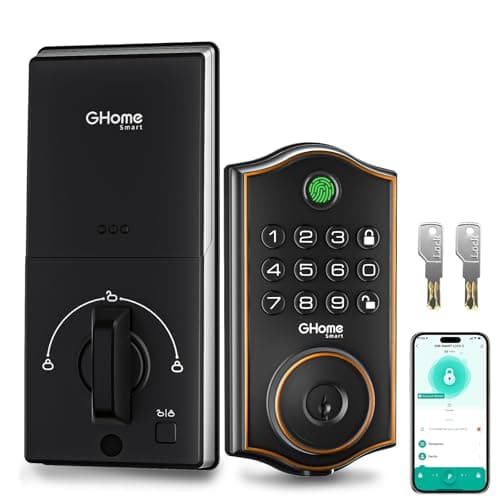 GHome Smart KD30B Deadbolt Lock with Keypad Fingerprint Keyless Entry Door Locks for Front Doors with APP Control Auto Lock for Home Rental House Apartment