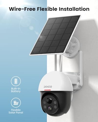 DEKCO Security Cameras Wireless Outdoor, Solar Powered, Panoramic PTZ, Auto Motion Tracking, True 2K, Color Night Vision, Spotlights, 2-Way Talk, 2 Pack 7