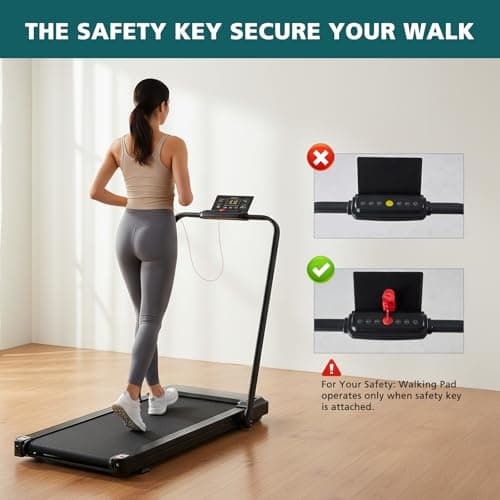 Smug Compact Treadmill with Handle, Space Saving Design for Home & Office, Quiet Under Desk Walking Pad, 200 Lbs Capacity 3 in 1 Portable Walking Treadmill 8