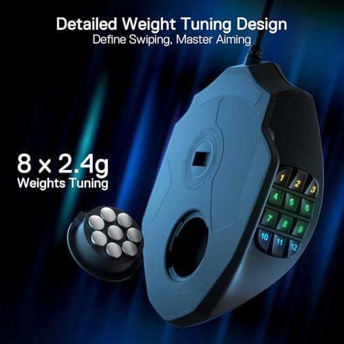 Redragon M908 Impact RGB LED MMO Gaming Mouse with 12 Side Buttons, Optical Wired Ergonomic Mouse with Max 12,400DPI, High Precision, 18 Programmable Macro Shortcuts, Comfort Grip 6