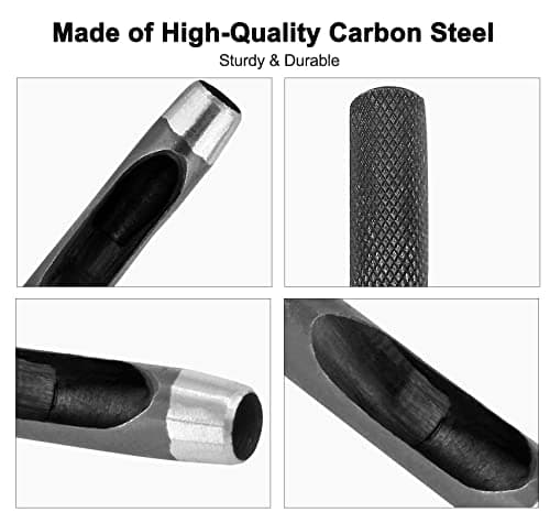 Bivethoi 7mm Hole Punch Round Gasket Punch, Carbon Steel Hollow Hole Punch Cutter Tool Rubber Hole Punch, Watch Band Leather Hole Punch for Belts Fabric Canvas Paper Plastic Craft (Metric) 5