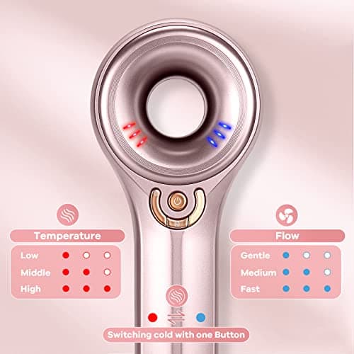 Maxfoxe Ionic Hair Dryer, Professional Blow Dryer with High-Speed Brushless Motor for Fast Drying, Quiet Hairdryer with 2 Magnetic Nozzles, 4 Temps & 3 Speeds Settings for Salon,Home, Pink 5