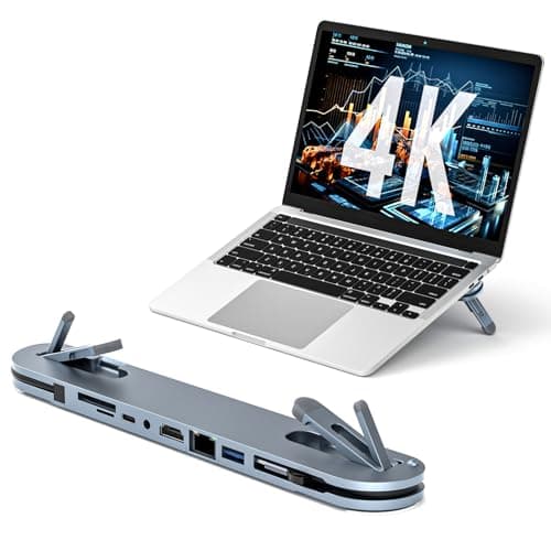 USB C Laptop Docking Station Stand, USB C Hub 7 in 1 Multiport Adapter with 4K HDMI, Gigabit Ethernet, USB A 3.0, PD 100W Charge, Universal Docking Stations for MacBook Pro/Air/Dell/HP/Surface/Lenovo