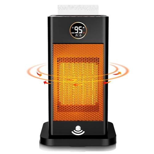 Space Heaters for Indoor Use,1500W PTC 2s Fast Heating Space Heater Large Room with Sensor Humidifier 3D Flame Effect Oscillating,Heater for Bedroom,Office,Dark Black