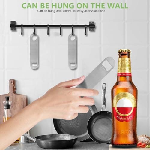 KISEER Heavy Duty Stainless Steel Flat Bottle Opener, 6 Pack Beer Bottle Opener for Kitchen, Bar or Restaurant 5