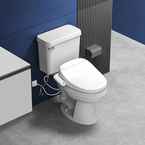 ZMJH 236 Bidet Toilet Seat, Elongated Smart Unlimited Warm Water, Vortex Wash, Electronic Heated, Warm Air Dryer, Rear and Front Wash, LED Light, Need Electricity, White (Elongated) 7