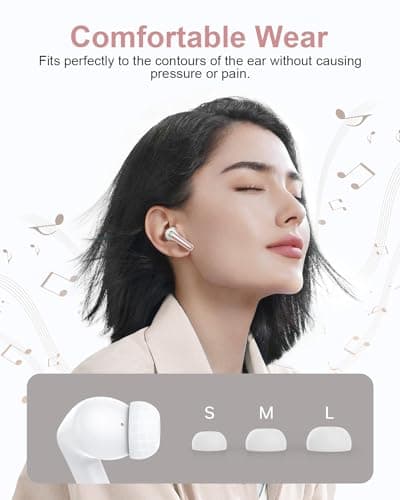 HUIFU Ear Buds Wireless Earbuds - Bluetooth Headphones 40H Playtime LED Display Deep Bass Stereo in-Ear Earphones with IPX7 Waterproof for iPhone Android Phone Tablet Laptop, Rosepink 6