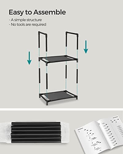 SONGMICS Shoe Rack, 10-Tier Shoe Shelf, Shoe Storage Organizer, 13 x 13 x 68 Inches, Metal Frame, Non-Woven Fabric Shelves, for Entryway, Bedroom, Black ULSR110B02 7