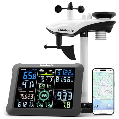 Sainlogic Smart WiFi Weather Station with 24H/7Days Accurate Weather Forecast by Weatherseed® AI, 8.5" Large Display,UV,Sun Light,Rain Gauge,Wind Gauge,2-Year Data Storage & Export, Only 2.4G