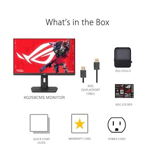 ASUS ROG Strix 24.5” USB-C HDR400 Gaming Monitor (XG259CMS)–Full HD 1080p, 310Hz, 1ms, Fast IPS, 110% SRGB, Extreme Low Motion Blur Sync, G-SYNC Compatible, DisplayWidget, Tripod Socket, 3yr Warranty 8