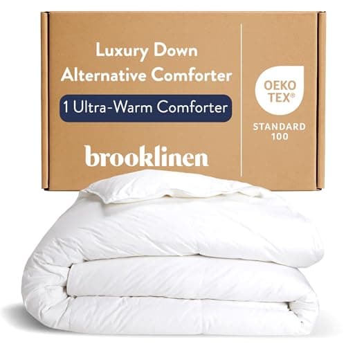 Brooklinen Ultra Warm Luxury Down Alternative Comforter – King/California King Comforter Size, Cozy, Soft Bedding w/ 100% Cotton Sateen Shell, Vegan & Baffle Box Construction – Ideal for All Sleepers