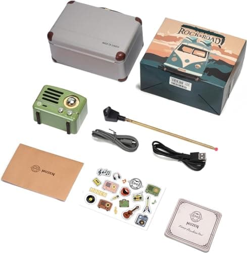 Muzen Portable Bluetooth Speaker, OTR Metal Vintage Small Wireless Speaker, FM Retro Radio with Antenna AUX, High Fidelity Stereo Audio with Suitcase, for Gift Home Outdoor 7