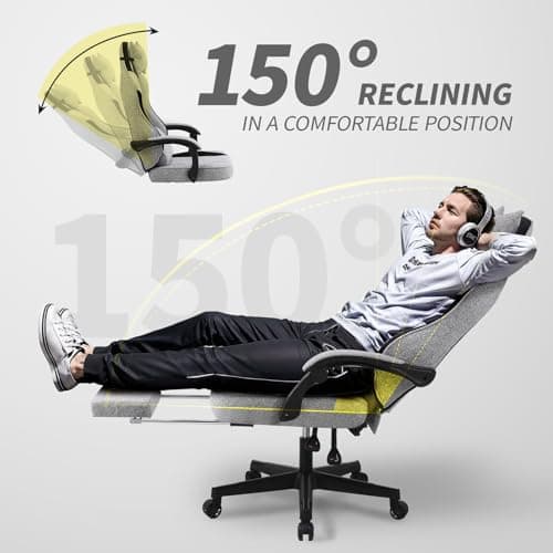 SITMOD Fabric Gaming Chairs with Footrest, PC Computer Ergonomic Video Game Chair for Adults Backrest and Seat Height Adjustable Swivel Task Chair with Headrest and Lumbar Support 5