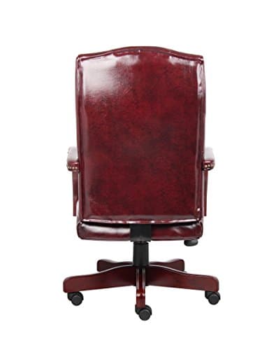 Boss Office Products Classic Executive Caressoft Chair with Mahogany Finish in Burgundy, high-Back (B905-BY) 9