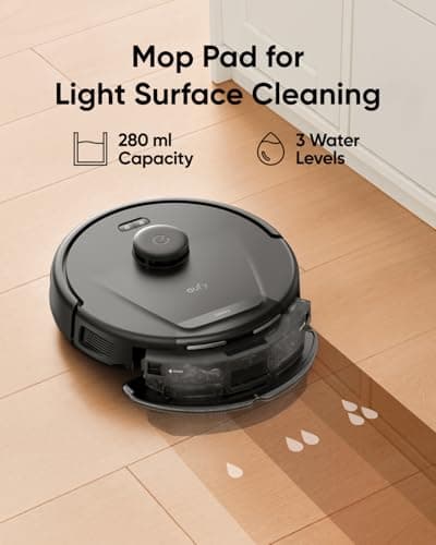 eufy L60 Hybrid Robot Vacuum with Self Empty Station, Hair Detangling Technology, Up to 60 Days of Hands Free Cleaning, Ultra Strong 5,000 Pa Suction to Remove Hair, Dust, Mop Pad 8