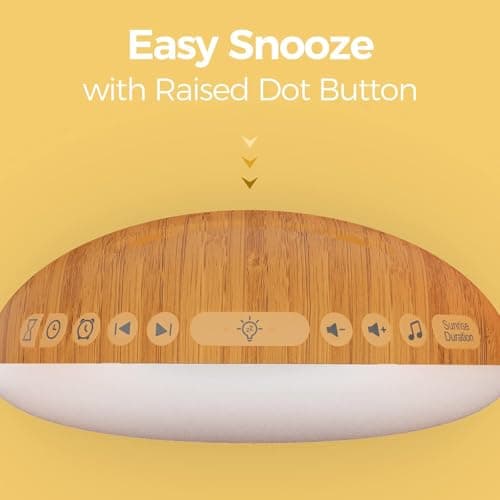 REACHER Wood Grain Sunrise Alarm Clock and Sound Machine Nightlight, Digital Dimmable Clock for Bedroom, 26 Sleep Sounds, White Noise Machine for Baby, Adults, Wake Up Light Alarm Clock for Kids 7
