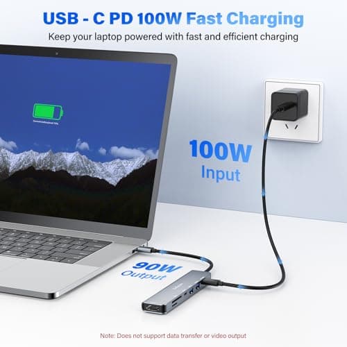 USB C Hub, 7-in-1 Multiport Adapter with 4K30hz hdmi, 100W PD Charging, USB 3.0 Hub, SD/TF Card Reader, Aluminum, USB Splitter for MacBook Pro/Air, Dell/HP Laptop/Tablet Devices 6
