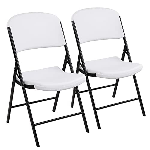 Elevon Folding Heavy Duty Plastic Chair with 500-Pound Capacity, White, 2-Pack