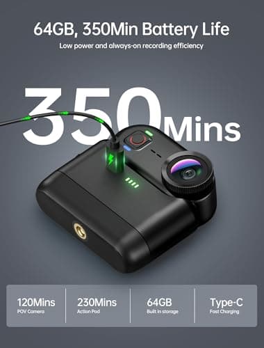 4K Mini Body Action Cameras POV Body Cam, 64GB Sports Camera with Audio Video Recording, Portable WiFi Magnetic Wearable Waterproof Thumb Camera for Motorcycle Vlogging Skiing Cycling Hiking-Black 8