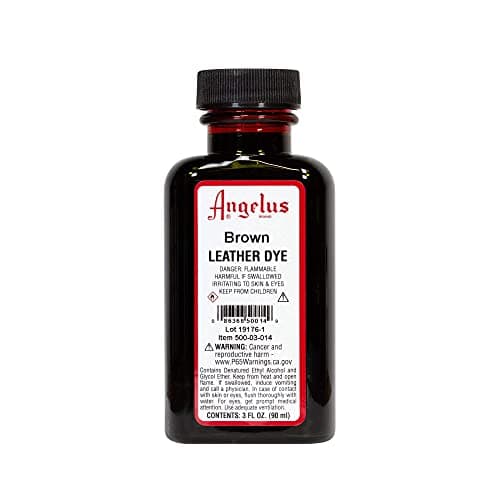 Angelus Leather Dye, 3 oz, Flexible, Permanent Dye for Leather, Dauber Included - Brown