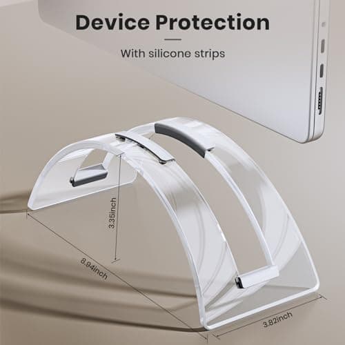 Acrylic Vertical Laptop Stand for Desk,Acrylic Invisible Desktop Notebook Dock,Vertical Laptop Holder Space-Saving Organizer for All MacBook, Surface, Samsung, HP, Dell 5